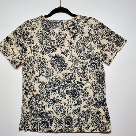 NWOT Premiere‎ International for Ladies M Jacobean Floral Pattern Top Monochrome - Picture 9 of 11